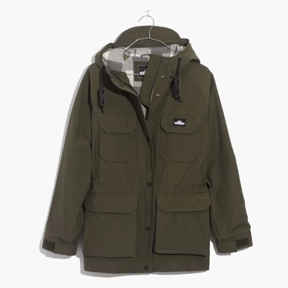 Madewell x Penfield β’ Kasson Flannel Lined Rain Field Cargo Jacket Olive Green S - Picture 1 of 16
